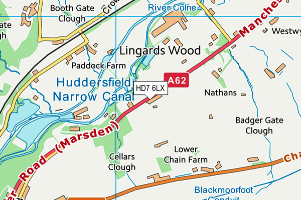 HD7 6LX map - OS VectorMap District (Ordnance Survey)