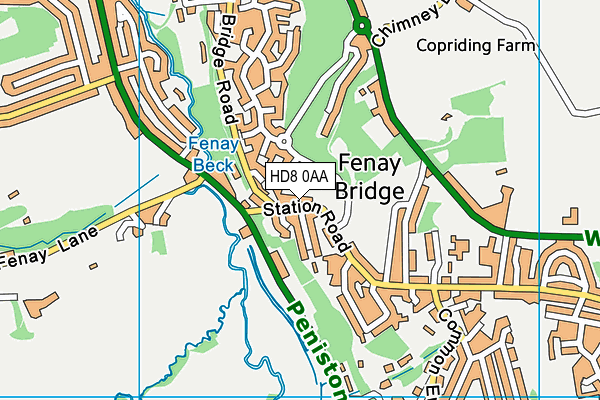 HD8 0AA map - OS VectorMap District (Ordnance Survey)