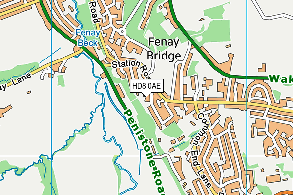 HD8 0AE map - OS VectorMap District (Ordnance Survey)