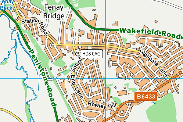 HD8 0AG map - OS VectorMap District (Ordnance Survey)