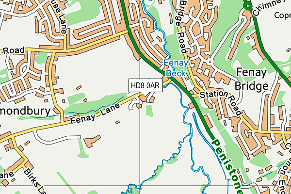 HD8 0AR map - OS VectorMap District (Ordnance Survey)