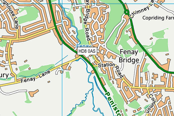 HD8 0AS map - OS VectorMap District (Ordnance Survey)