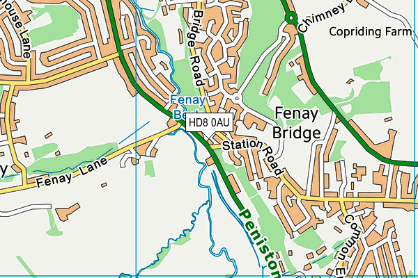 HD8 0AU map - OS VectorMap District (Ordnance Survey)