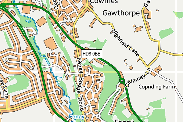 HD8 0BE map - OS VectorMap District (Ordnance Survey)