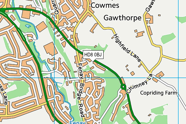 HD8 0BJ map - OS VectorMap District (Ordnance Survey)