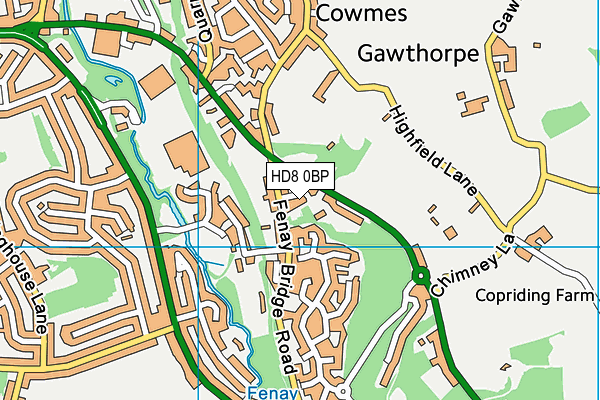 HD8 0BP map - OS VectorMap District (Ordnance Survey)