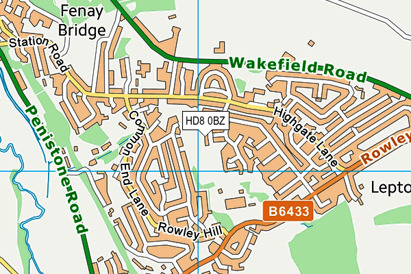 HD8 0BZ map - OS VectorMap District (Ordnance Survey)