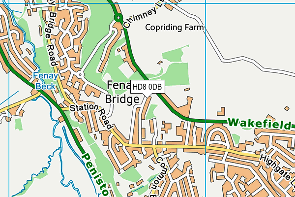 HD8 0DB map - OS VectorMap District (Ordnance Survey)