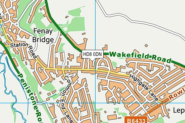 HD8 0DN map - OS VectorMap District (Ordnance Survey)