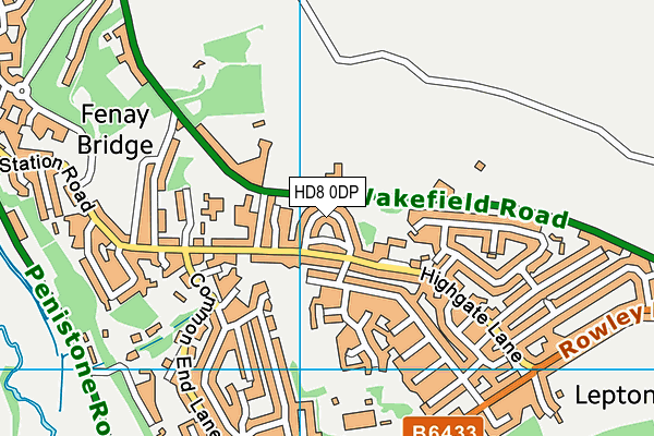 HD8 0DP map - OS VectorMap District (Ordnance Survey)