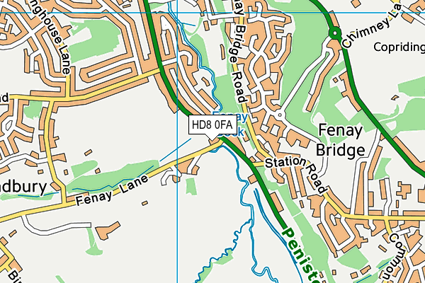 HD8 0FA map - OS VectorMap District (Ordnance Survey)