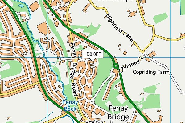 HD8 0FT map - OS VectorMap District (Ordnance Survey)