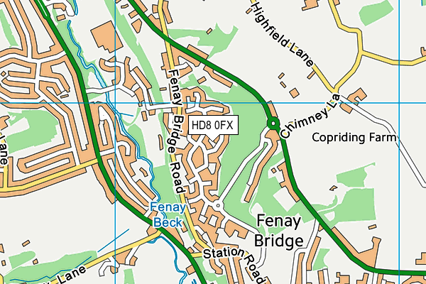 HD8 0FX map - OS VectorMap District (Ordnance Survey)