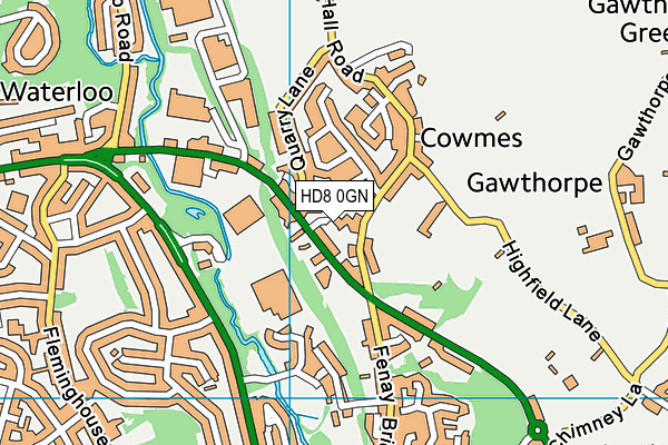 HD8 0GN map - OS VectorMap District (Ordnance Survey)