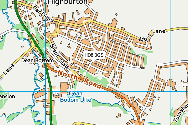 HD8 0GS map - OS VectorMap District (Ordnance Survey)