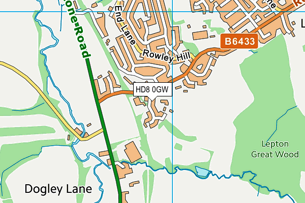 HD8 0GW map - OS VectorMap District (Ordnance Survey)