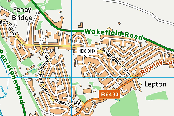 HD8 0HX map - OS VectorMap District (Ordnance Survey)