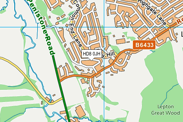 HD8 0JH map - OS VectorMap District (Ordnance Survey)