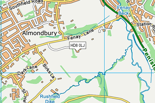 HD8 0LJ map - OS VectorMap District (Ordnance Survey)