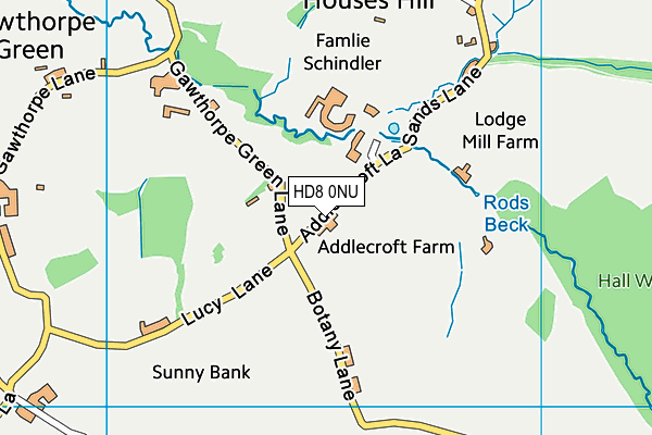 HD8 0NU map - OS VectorMap District (Ordnance Survey)