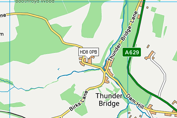 HD8 0PB map - OS VectorMap District (Ordnance Survey)