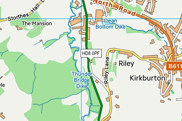 HD8 0PF map - OS VectorMap District (Ordnance Survey)