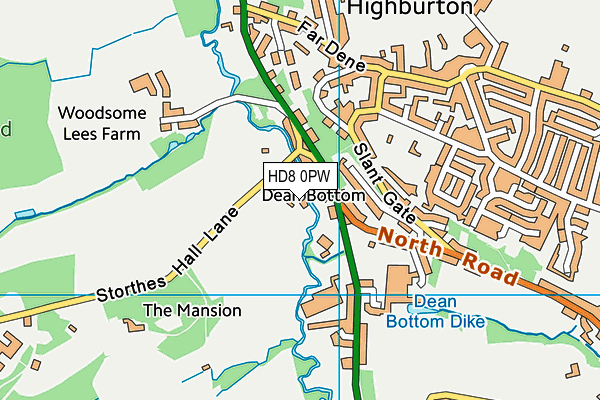 HD8 0PW map - OS VectorMap District (Ordnance Survey)