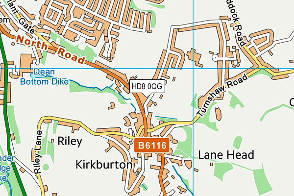 HD8 0QG map - OS VectorMap District (Ordnance Survey)