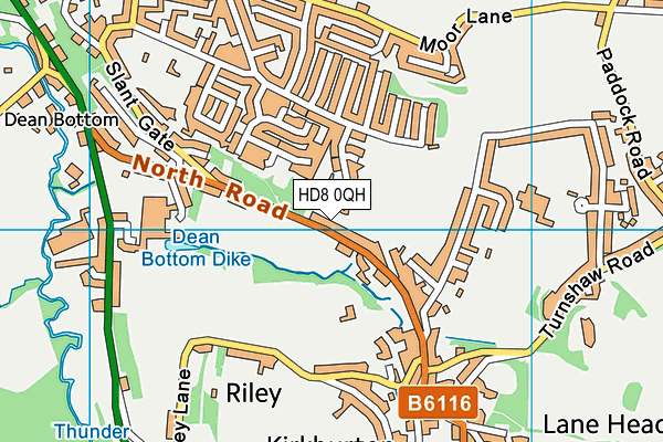 HD8 0QH map - OS VectorMap District (Ordnance Survey)