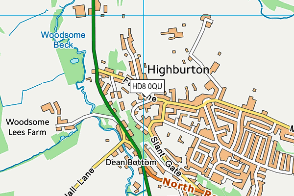 HD8 0QU map - OS VectorMap District (Ordnance Survey)