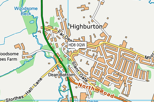 HD8 0QW map - OS VectorMap District (Ordnance Survey)