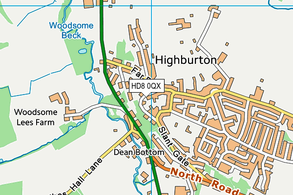 HD8 0QX map - OS VectorMap District (Ordnance Survey)