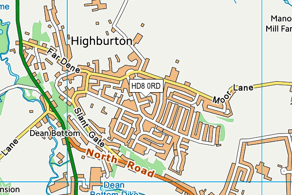 HD8 0RD map - OS VectorMap District (Ordnance Survey)