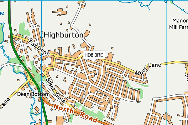HD8 0RE map - OS VectorMap District (Ordnance Survey)