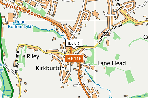 HD8 0RT map - OS VectorMap District (Ordnance Survey)