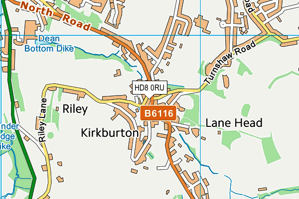 HD8 0RU map - OS VectorMap District (Ordnance Survey)