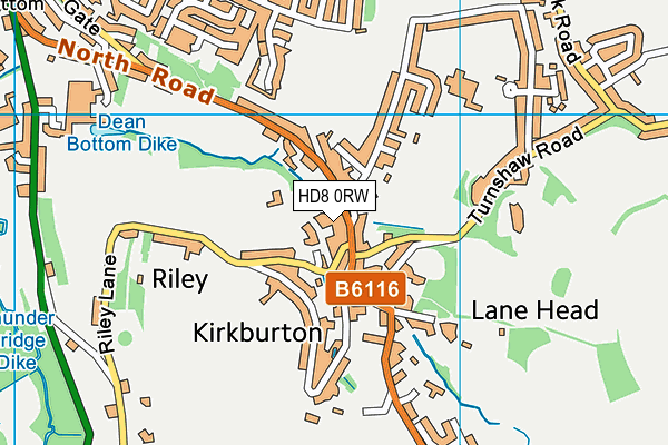 HD8 0RW map - OS VectorMap District (Ordnance Survey)