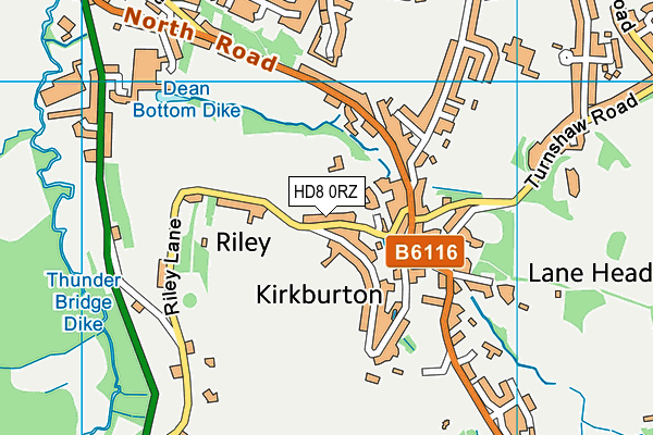 HD8 0RZ map - OS VectorMap District (Ordnance Survey)