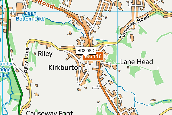 HD8 0SD map - OS VectorMap District (Ordnance Survey)