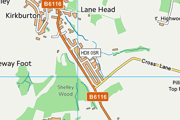 HD8 0SR map - OS VectorMap District (Ordnance Survey)