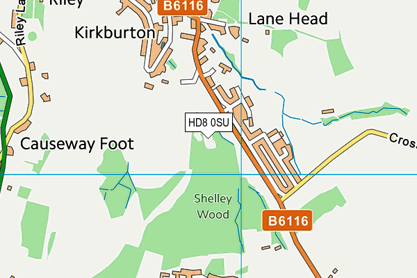 HD8 0SU map - OS VectorMap District (Ordnance Survey)