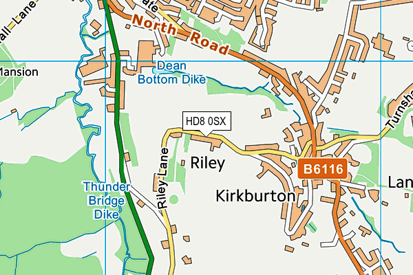 Kirkburton Cricket Club map (HD8 0SX) - OS VectorMap District (Ordnance Survey)