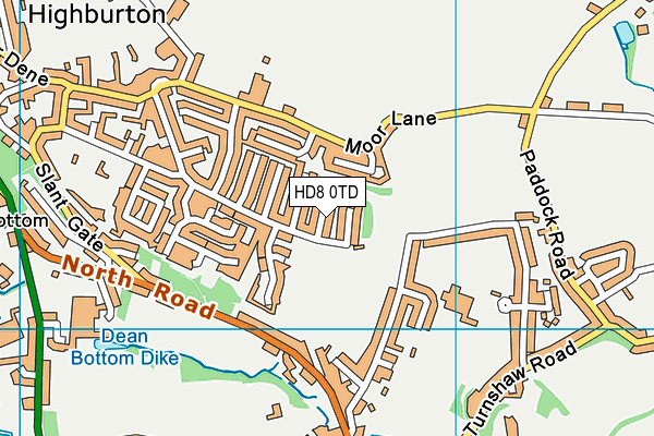 HD8 0TD map - OS VectorMap District (Ordnance Survey)