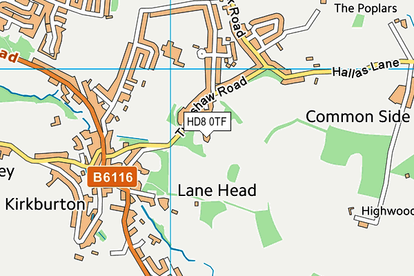 HD8 0TF map - OS VectorMap District (Ordnance Survey)