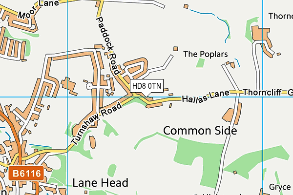 HD8 0TN map - OS VectorMap District (Ordnance Survey)