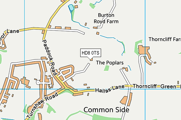 HD8 0TS map - OS VectorMap District (Ordnance Survey)