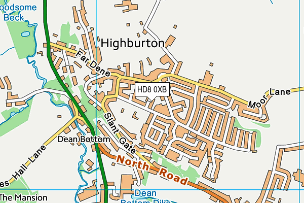 HD8 0XB map - OS VectorMap District (Ordnance Survey)