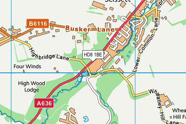 HD8 1BE map - OS VectorMap District (Ordnance Survey)