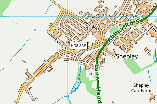 HD8 8AF map - OS VectorMap District (Ordnance Survey)