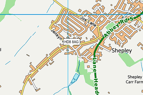 HD8 8AG map - OS VectorMap District (Ordnance Survey)